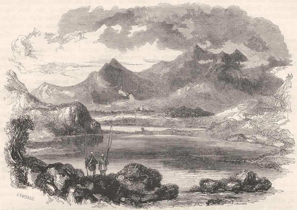 WALES. Snowdon, from Capel Curig 1850 old antique vintage print picture